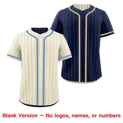 Cream Navy Striped Reversible Baseball Jersey 9