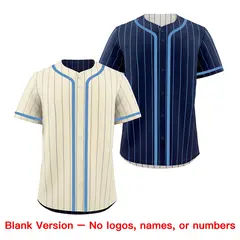 Cream Navy Striped Reversible Baseball Jersey 9