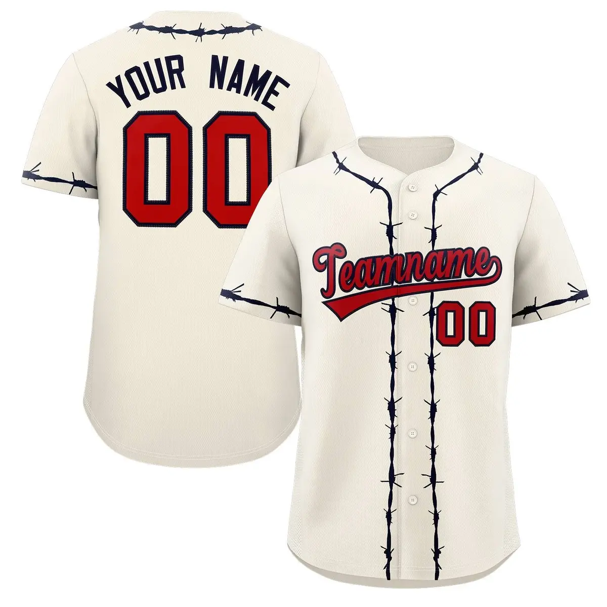 Cream Navy Thorns Ribbed Authentic Classic Baseball Jersey