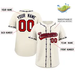 Cream Navy Thorns Ribbed Authentic Classic Baseball Jersey 2