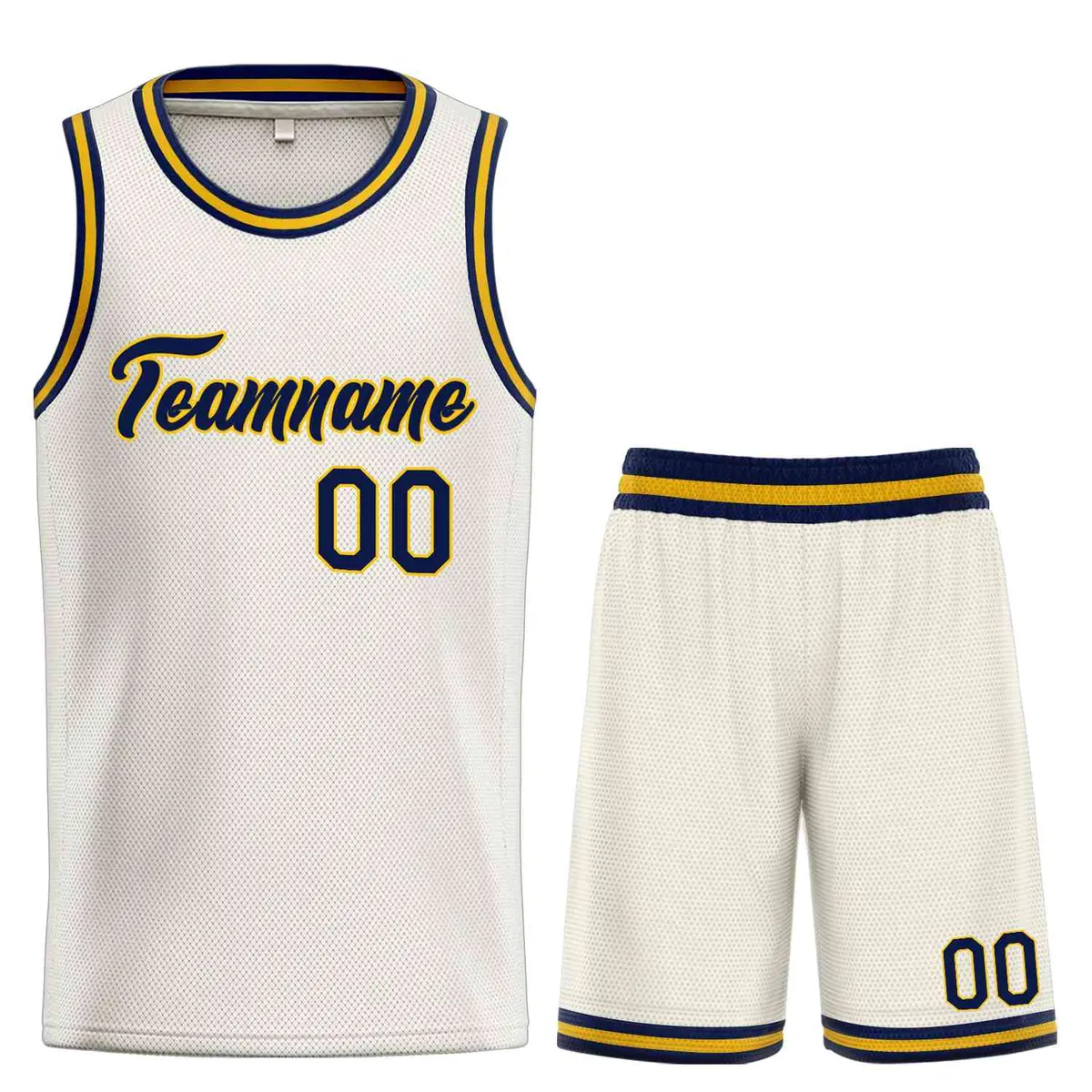 Cream Navy-Yellow Heal Classic Sets Basketball Jersey