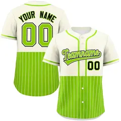 Cream Neon Green Half Stripe Authentic Baseball Jersey 1