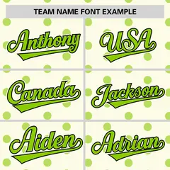 Cream Neon Green Polka Dot Graffiti Baseball Jersey 3