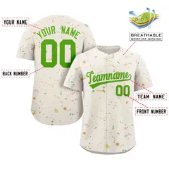 Cream Neon Green Splash Graffiti Baseball Jersey 2