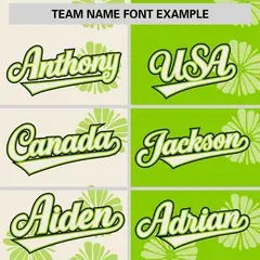 Cream Neon Green Split Flower Graffiti Baseball Jersey 3
