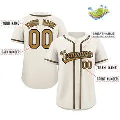 Cream Old Gold-Black Classic Authentic Baseball Jersey 2