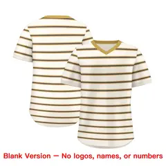 Cream Old Gold-Black Horizontal Stripe Pullover Baseball Jersey 3
