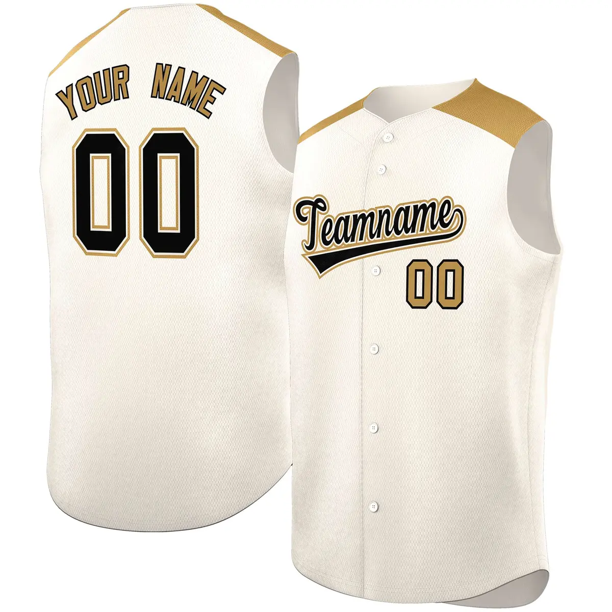 Cream Old Gold Classic Sleeveless Baseball Jersey