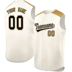 Cream Old Gold Classic Sleeveless Baseball Jersey 1