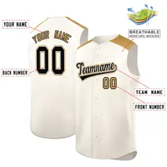 Cream Old Gold Classic Sleeveless Baseball Jersey 2