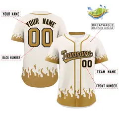 Cream Old Gold Flame Graffiti Authentic Baseball Jersey 2