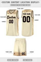 Cream Old Gold Graffiti Pattern Basketball Jersey 2