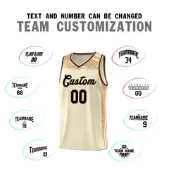 Cream Old Gold Graffiti Pattern Basketball Jersey 3