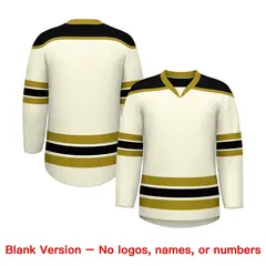 Cream Old Gold Ice Cream Helmet Pattern Hockey Jersey 7