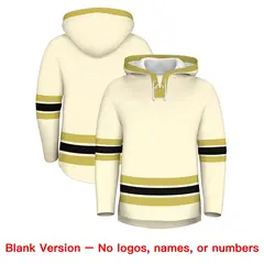 Cream Old Gold Lace-Up Neck Hockey Hoodie 7
