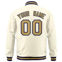 Cream Old Gold-Navy Varsity Letterman Bomber Jacket 4