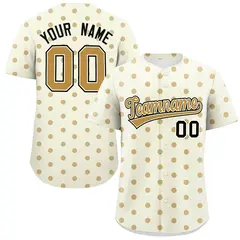 Cream Old Gold Polka Dot Graffiti Authentic Baseball Jersey 1