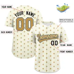 Cream Old Gold Polka Dot Graffiti Authentic Baseball Jersey 2