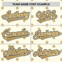 Cream Old Gold Polka Dot Graffiti Authentic Baseball Jersey 3