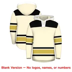 Cream Old Gold Raglan Lace-Up Neck Hockey Hoodie Jersey 7