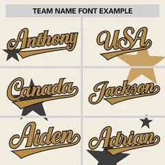 Cream Old Gold Star Graffiti Two-Button Baseball Jersey 3
