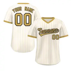 Cream Old Gold Stripe Authentic Pullover Baseball Jersey 1