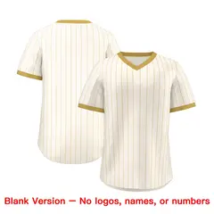 Cream Old Gold Stripe Authentic Pullover Baseball Jersey 3