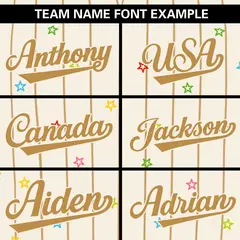 Cream Old Gold Stripe Star Pattern Authentic Baseball Jersey 3