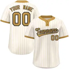Cream Old Gold Stripe Two-Button Softball Jersey