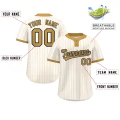 Cream Old Gold Stripe Two-Button Softball Jersey 2