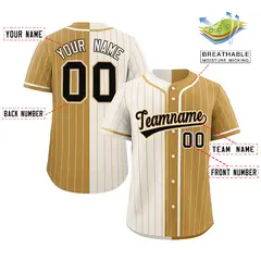 Cream Old Gold Striped Two Tone Authentic Baseball Jersey 2