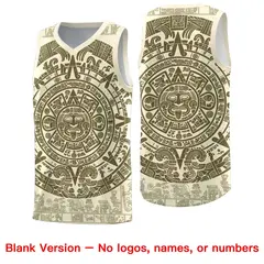 Cream Olive Aztec Sun Stone Graffiti Basketball Jersey 6
