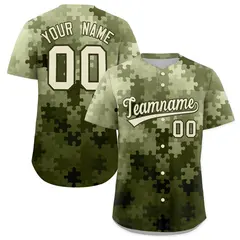 Cream Olive Puzzle Elements Baseball Jersey