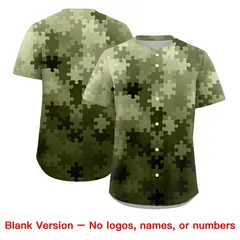 Cream Olive Puzzle Elements Baseball Jersey 7