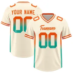 Cream Orange and Bright Green Gradient Sides Football Jersey