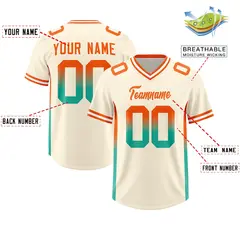 Cream Orange and Bright Green Gradient Sides Football Jersey 2