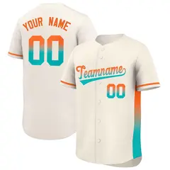 Cream Orange-Aqua Gradient Side Authentic Baseball Jersey 1