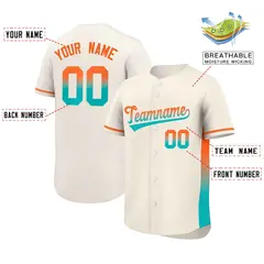 Cream Orange-Aqua Gradient Side Authentic Baseball Jersey 2