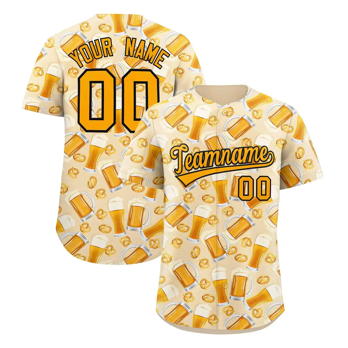 Cream Orange Beer Pattern National Beer Day Baseball Jersey