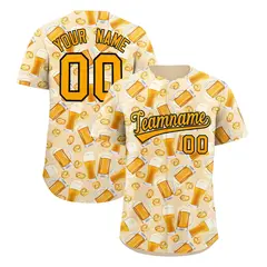 Cream Orange Beer Pattern National Beer Day Baseball Jersey