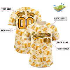 Cream Orange Beer Pattern National Beer Day Baseball Jersey 2