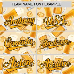 Cream Orange Beer Pattern National Beer Day Baseball Jersey 3