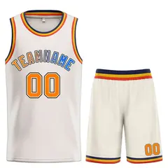 Cream Orange-Black Bull Classic Sets Basketball Jersey 1
