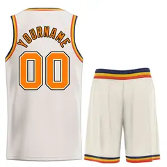 Cream Orange-Black Bull Classic Sets Basketball Jersey 2
