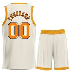 Cream Orange-Black Bull Classic Sets Basketball Jersey 2
