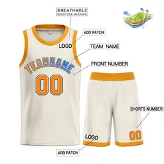 Cream Orange-Black Bull Classic Sets Basketball Jersey 3