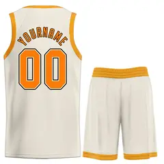Cream Orange-Black Classic Sets Basketball Uniform Jersey 2