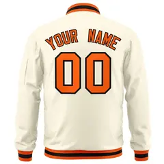 Cream Orange-Black Varsity Full-Zip Letterman Bomber Jacket 4