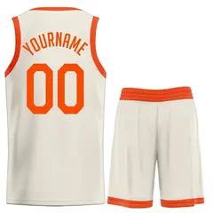Cream Orange Classic Sets Sports Basketball Uniform Jersey 2