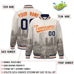 Cream Orange-Cream Los Angeles Skyline Varsity Full-Snap Track Jacket 2